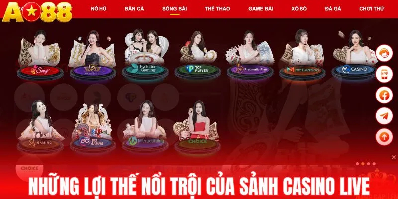 Những lợi thế nổi trội của sảnh casino live