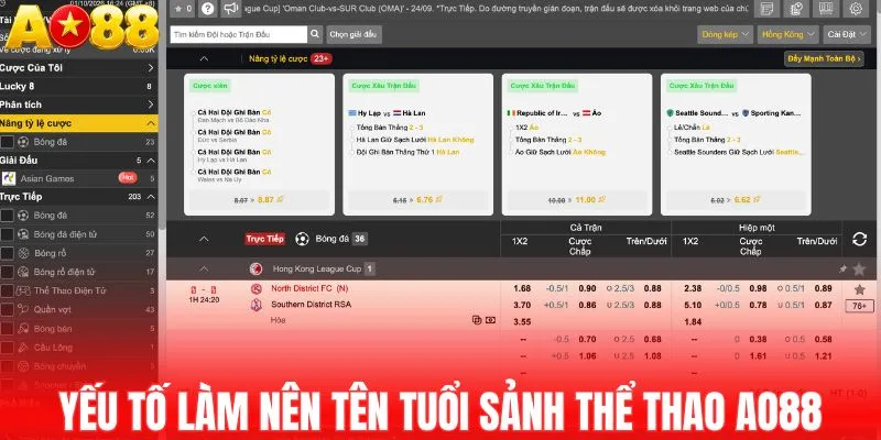 Yếu tố làm nên tên tuổi sảnh thể thao AO88